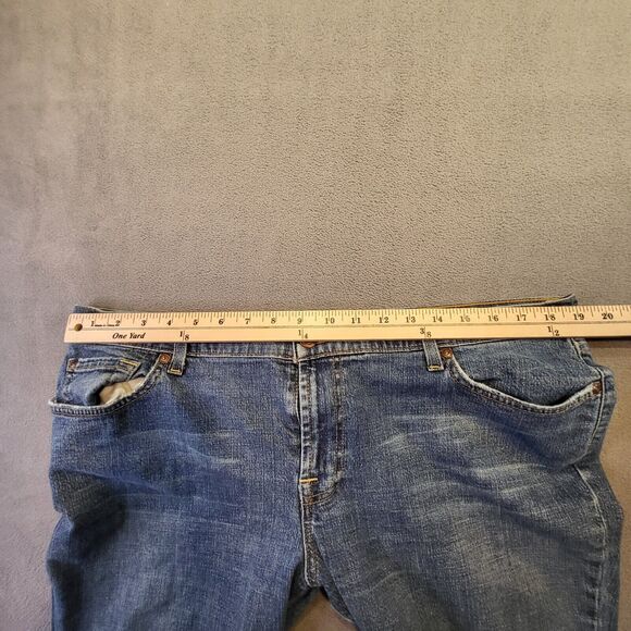 Mossimo Jeans Womens 16 Blue Medium Washed Distressed Flared Y2K Grunge - Picture 7 of 10